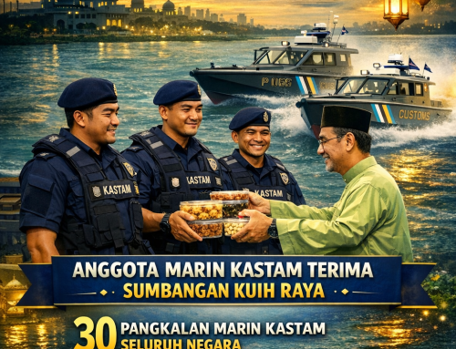 ANGGOTA MARIN KASTAM TERIMA SUMBANGAN KUIH RAYA SEMPENA AIDILFITRI